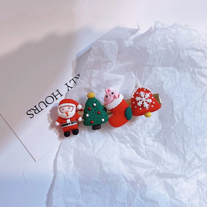 Cartoon Style Santa Claus Synthetic Resin Hair Clip