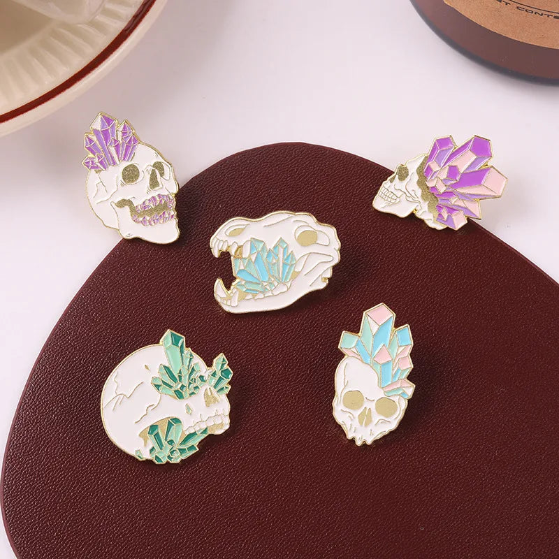 Cartoon Style Skull Alloy Plating Metal Unisex Brooches