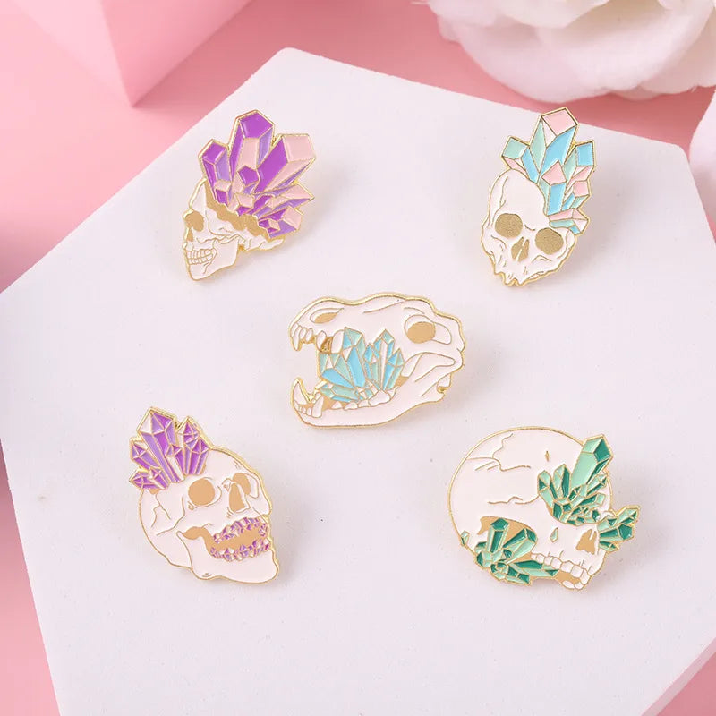 Cartoon Style Skull Alloy Plating Metal Unisex Brooches