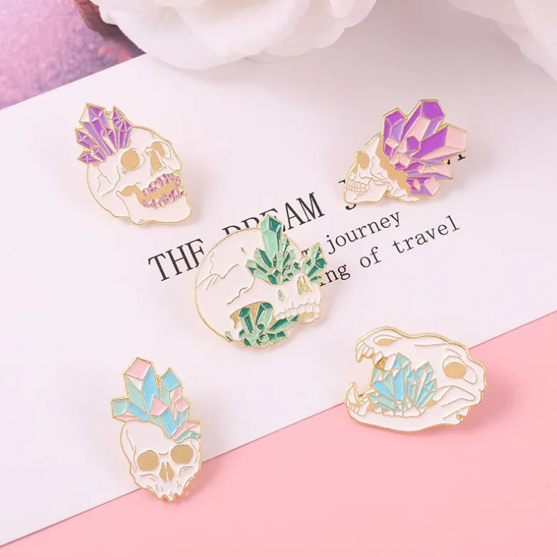 Cartoon Style Skull Alloy Plating Metal Unisex Brooches