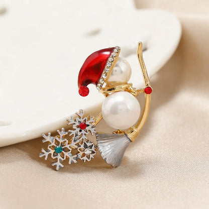 Cartoon Style Snowflake Alloy Pearl Metal Rhinestones Unisex Brooches