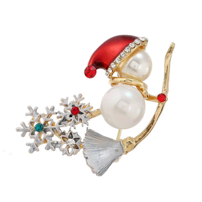 Cartoon Style Snowflake Alloy Pearl Metal Rhinestones Unisex Brooches