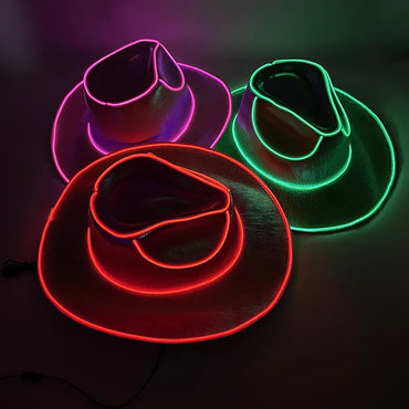 Halloween Carnival Colorful Sequins Wireless Luminous Western Cowboy Hat