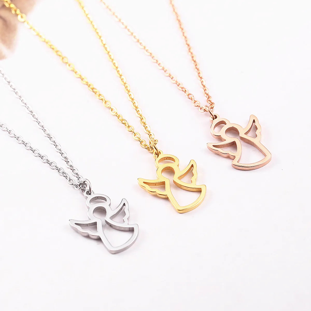 Cartoon Style Solid Color Stainless Steel Plating Gold Plated Pendant Necklace