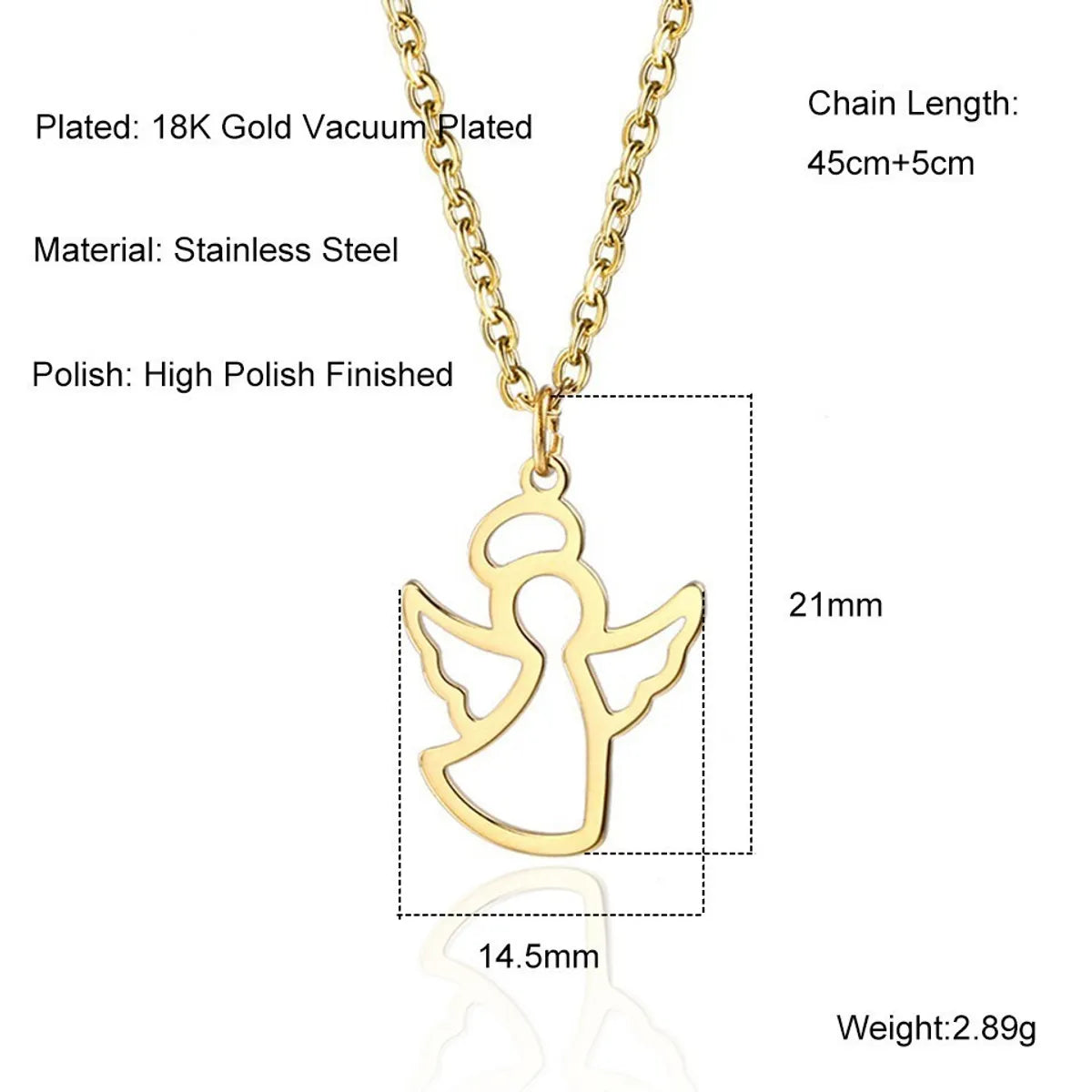 Cartoon Style Solid Color Stainless Steel Plating Gold Plated Pendant Necklace