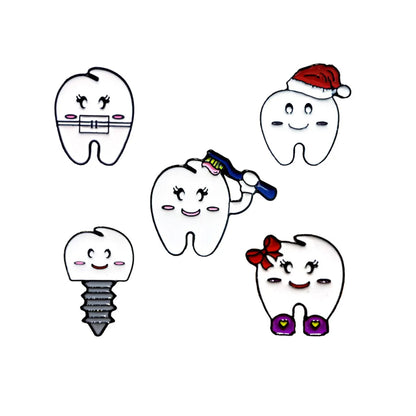 Cartoon Style Teeth Alloy Enamel Unisex Brooches