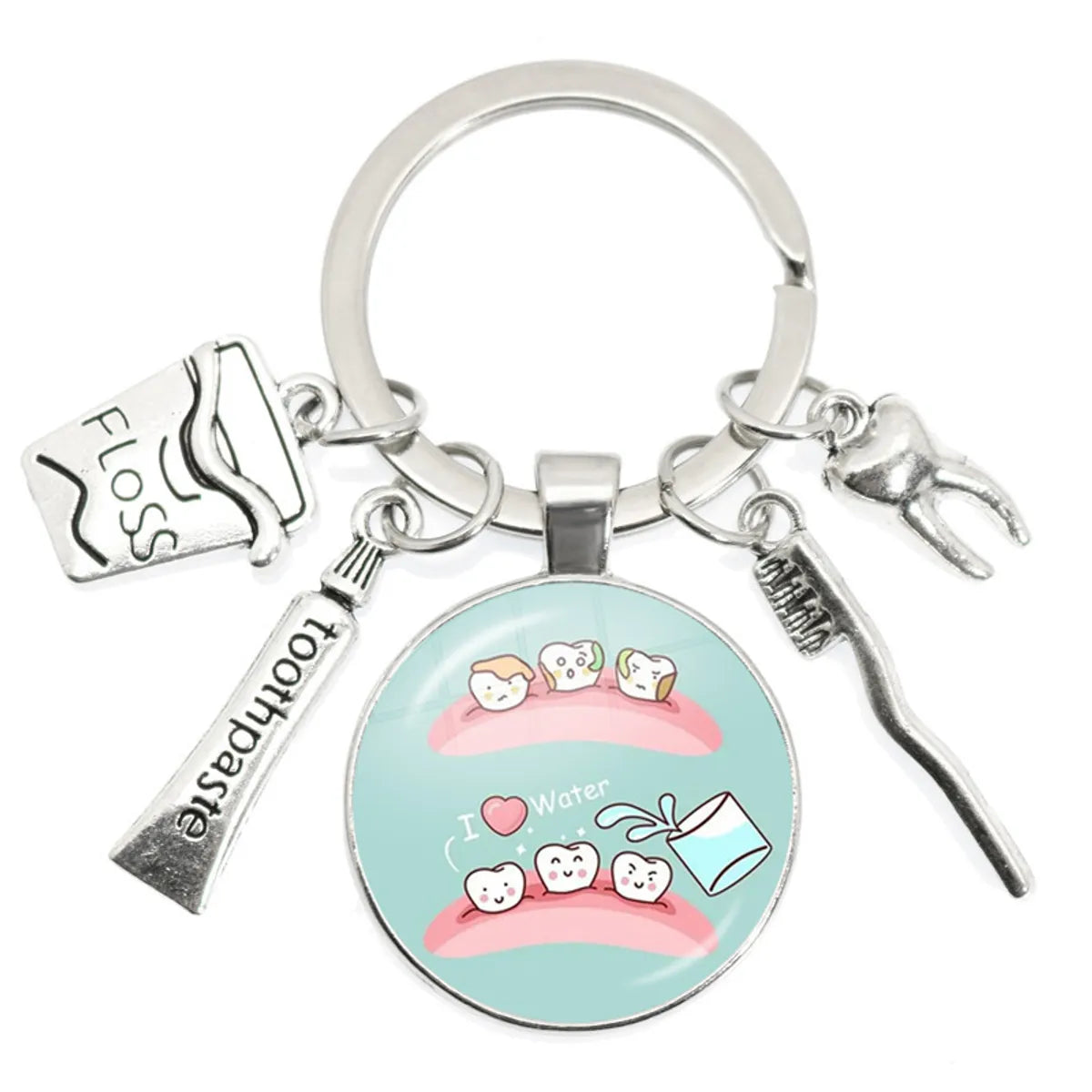 Cartoon Style Teeth Alloy Glass Unisex Bag Pendant Keychain