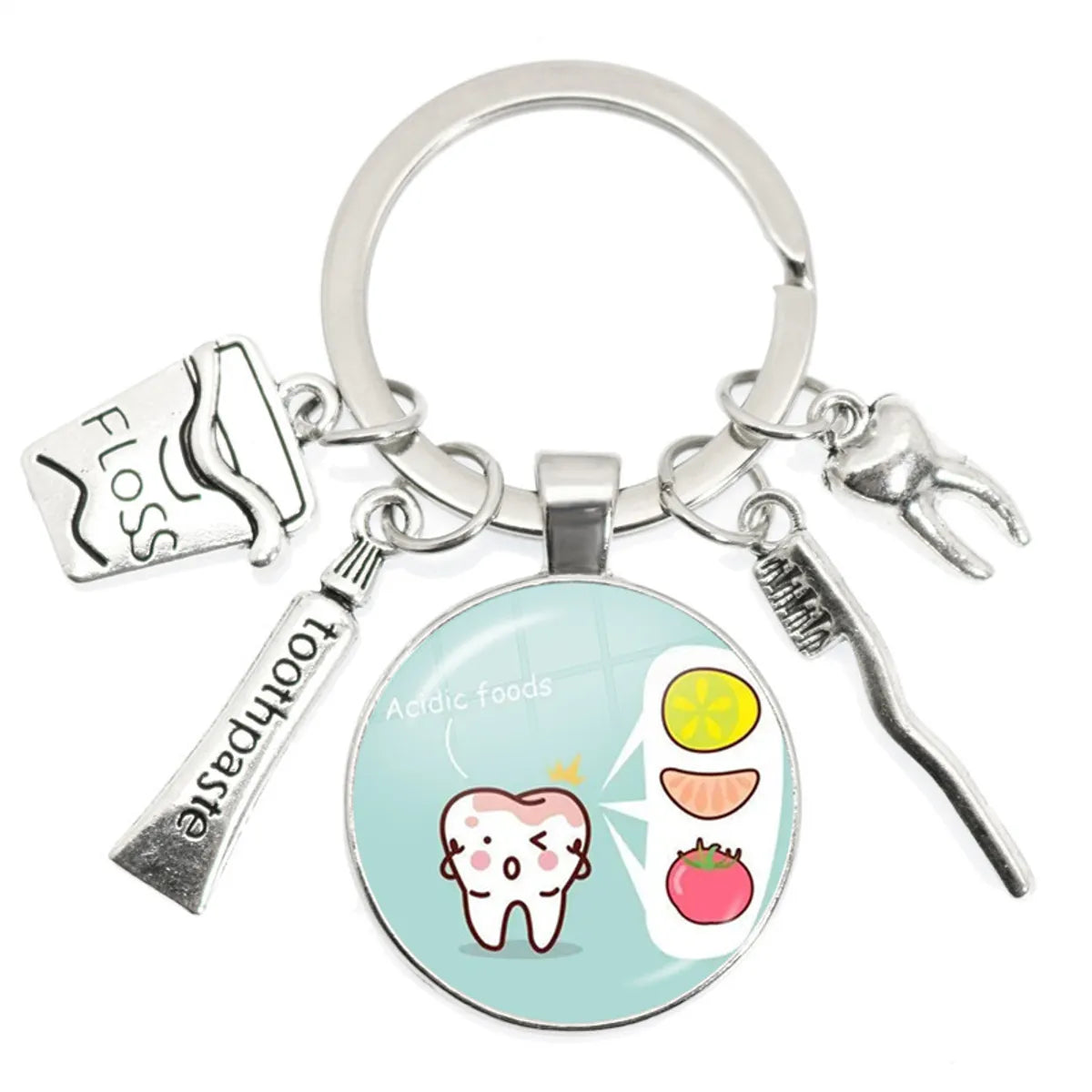 Cartoon Style Teeth Alloy Glass Unisex Bag Pendant Keychain