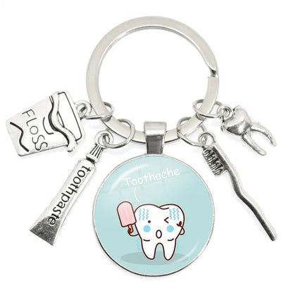 Cartoon Style Teeth Alloy Glass Unisex Bag Pendant Keychain