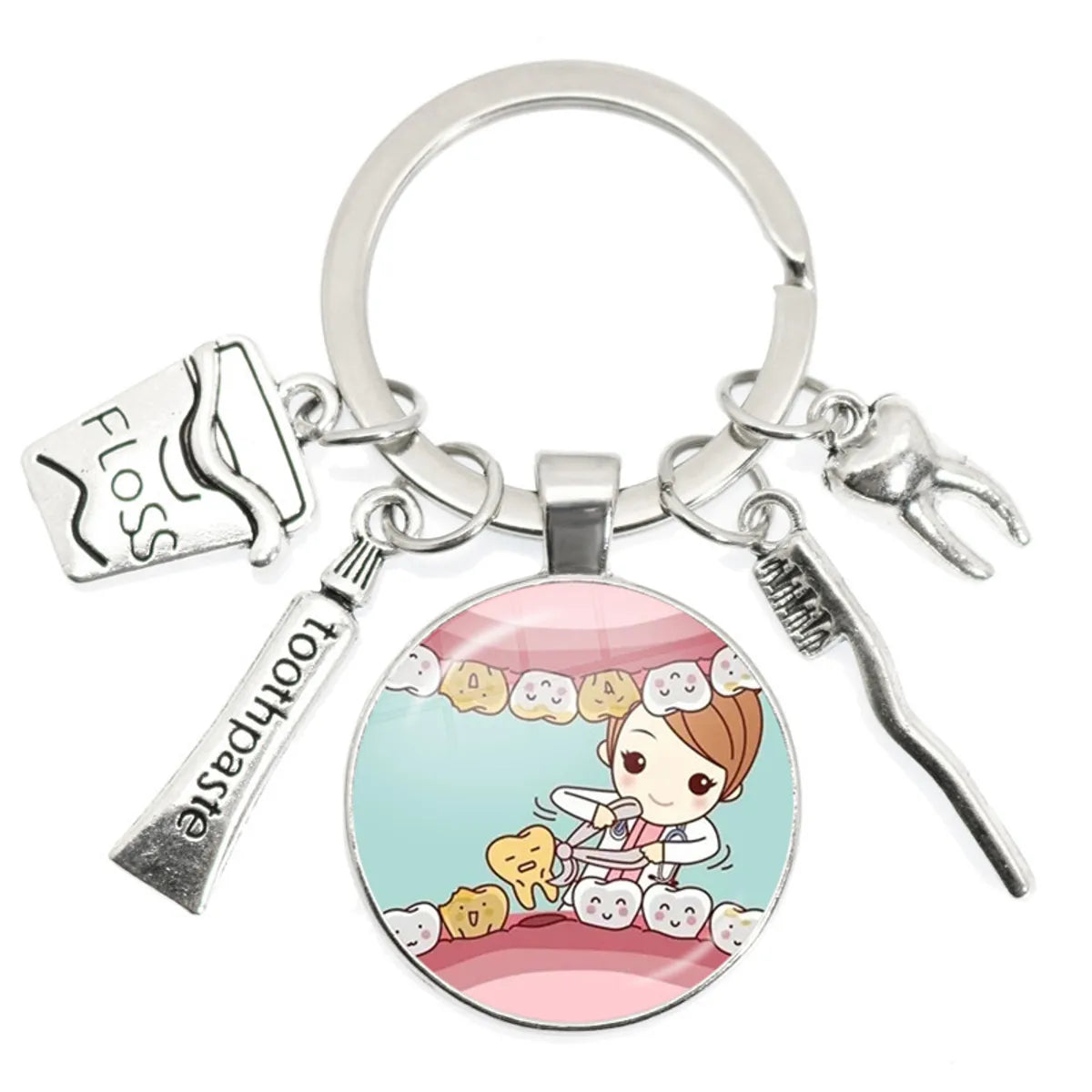 Cartoon Style Teeth Alloy Glass Unisex Bag Pendant Keychain