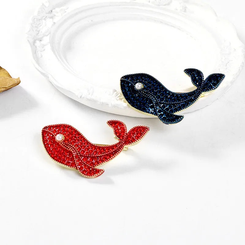 Cartoon Style Whale Alloy Enamel Plating Inlay Rhinestones Unisex Brooches