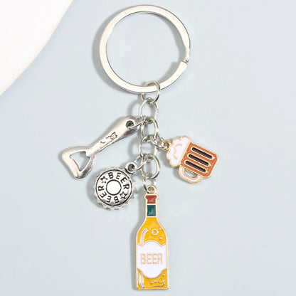 Cartoon Style Wine Glass Alloy Unisex Bag Pendant Keychain