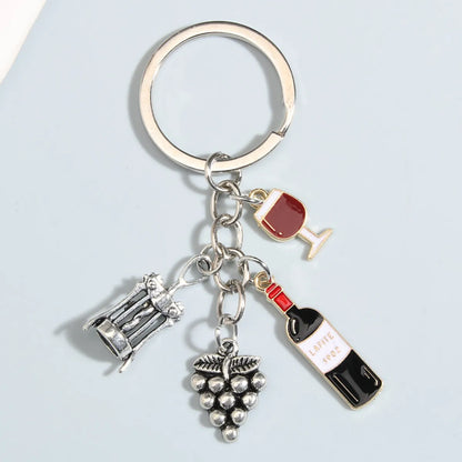 Cartoon Style Wine Glass Alloy Unisex Bag Pendant Keychain