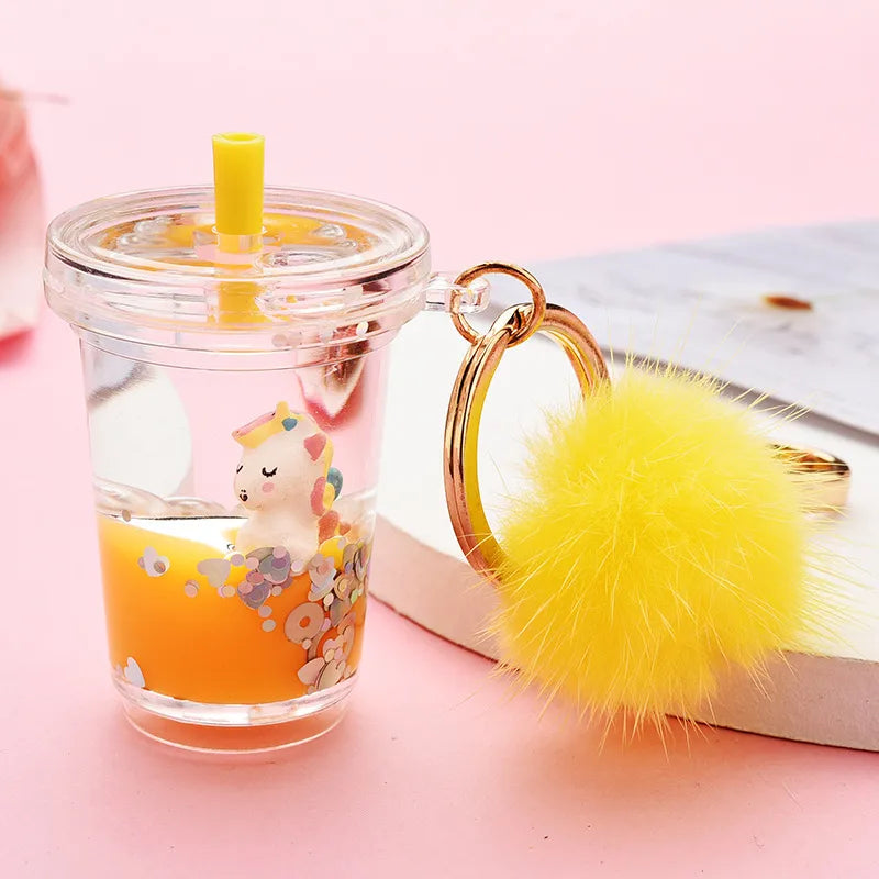 Cartoon  Milk Tea Bottle Acrylic Keychain Wholesale Nihaojewelry