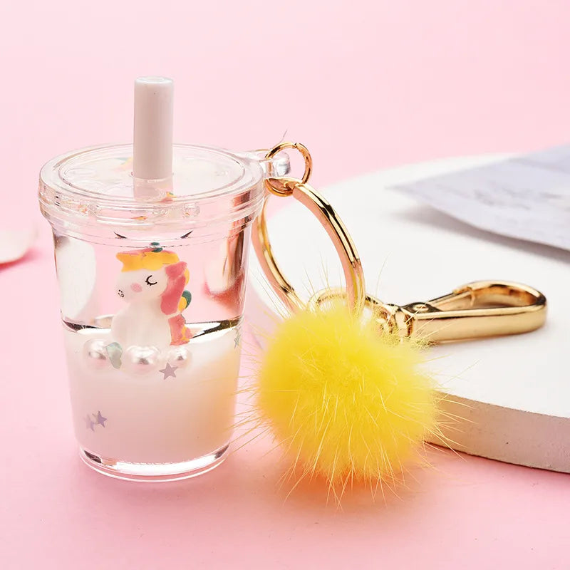 Cartoon  Milk Tea Bottle Acrylic Keychain Wholesale Nihaojewelry