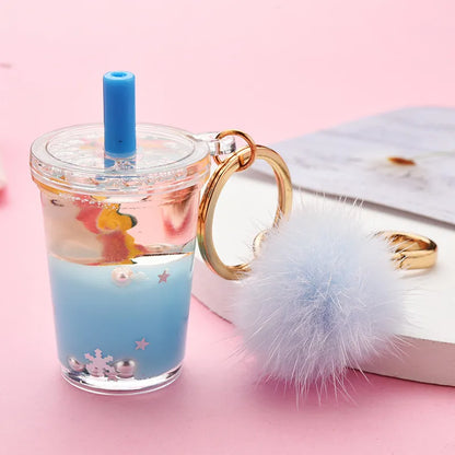 Cartoon  Milk Tea Bottle Acrylic Keychain Wholesale Nihaojewelry