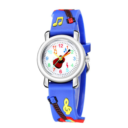 Cartoon Watch 3d Embossed Guitar Pattern Plastic Band Children&#39;S Watch Literary Fan Boy Girl Student Watch