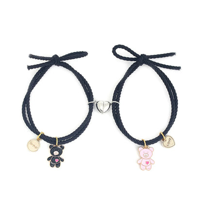 Casual Animal Bear Alloy Rope Asymmetrical Handmade Couple Wristband