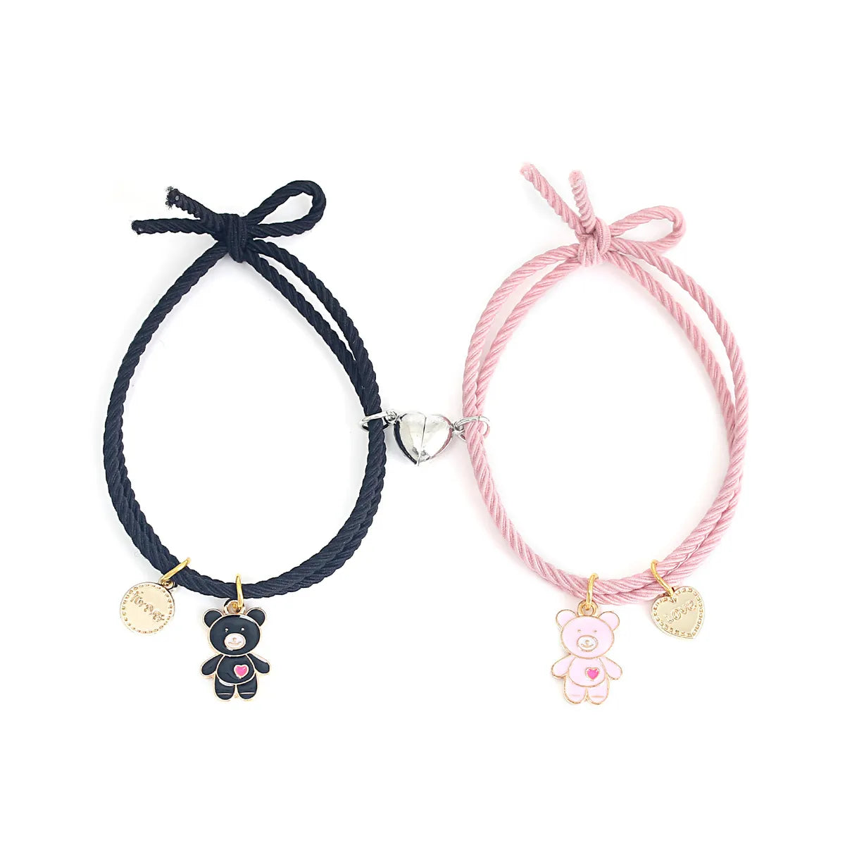 Casual Animal Bear Alloy Rope Asymmetrical Handmade Couple Wristband