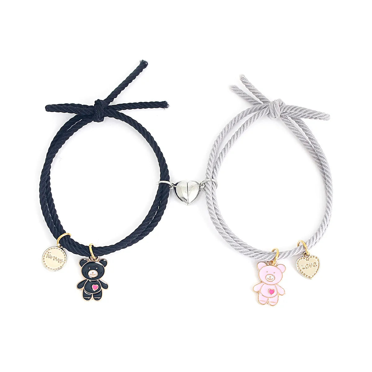 Casual Animal Bear Alloy Rope Asymmetrical Handmade Couple Wristband