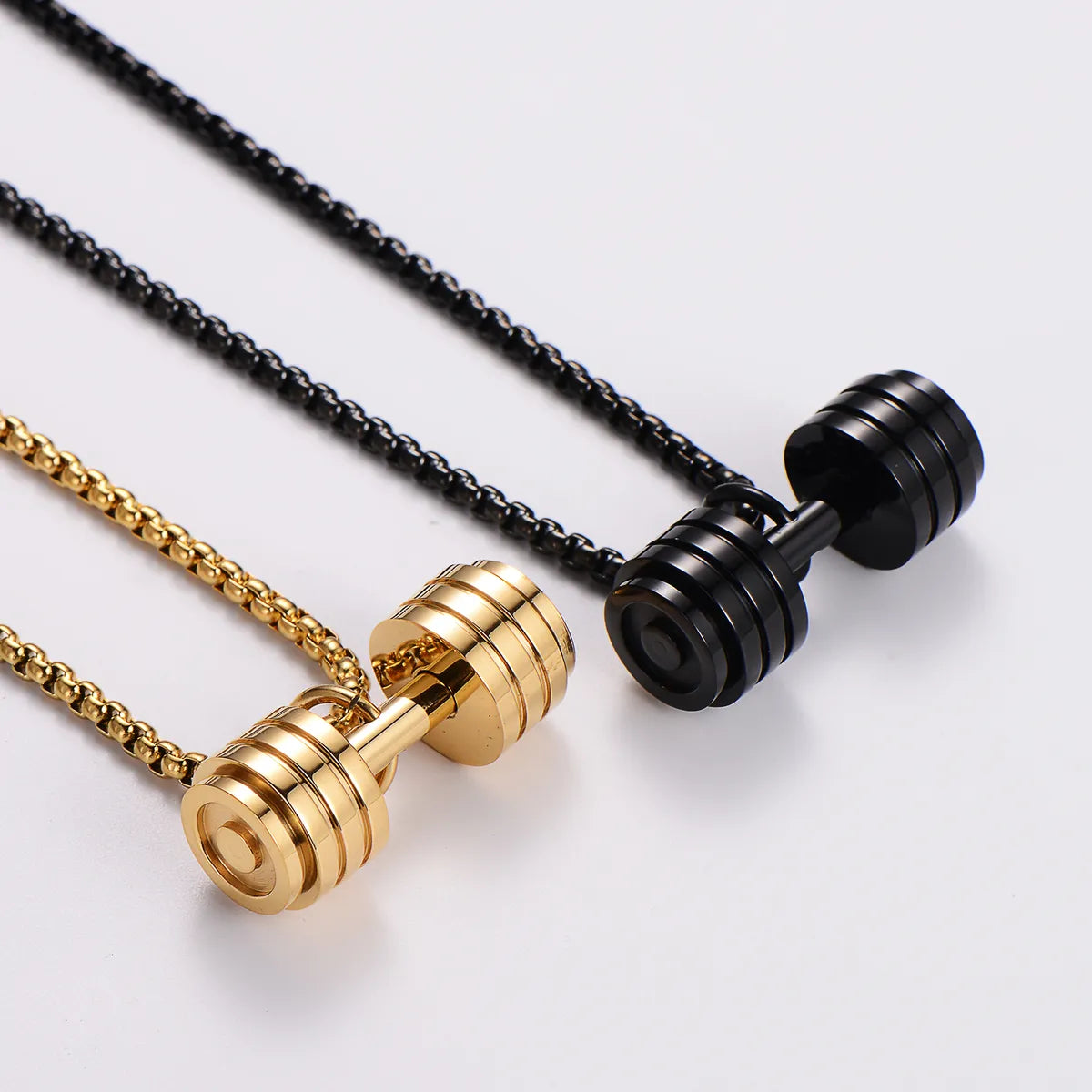 Casual Barbell Stainless Steel 18k Gold Plated Unisex Pendant Necklace