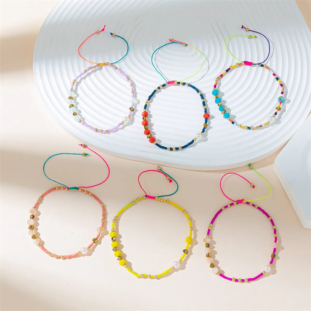 Casual Basic Color Block Artificial Crystal Beaded Braid Women's Bracelets