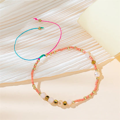 Casual Basic Color Block Artificial Crystal Beaded Braid Women's Bracelets