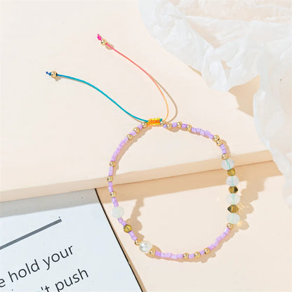 Casual Basic Color Block Artificial Crystal Beaded Braid Women's Bracelets