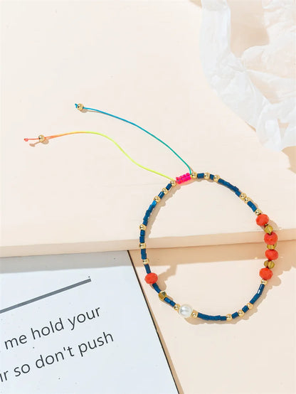 Casual Basic Color Block Artificial Crystal Beaded Braid Women's Bracelets