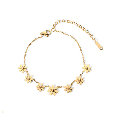 Casual Basic Geometric Flower Stainless Steel 18K Gold Plated Bracelets In Bulk