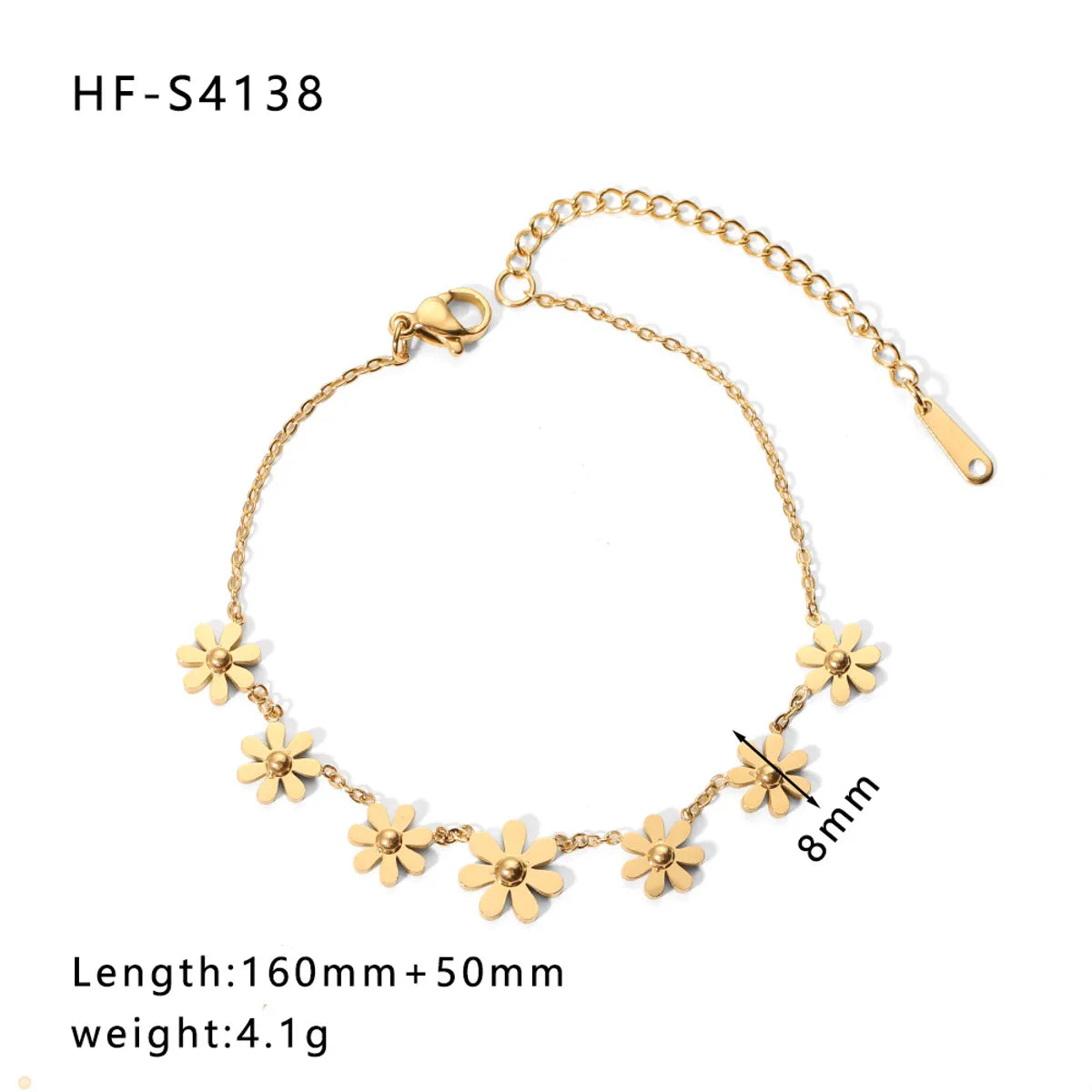 Casual Basic Geometric Flower Stainless Steel 18K Gold Plated Bracelets In Bulk