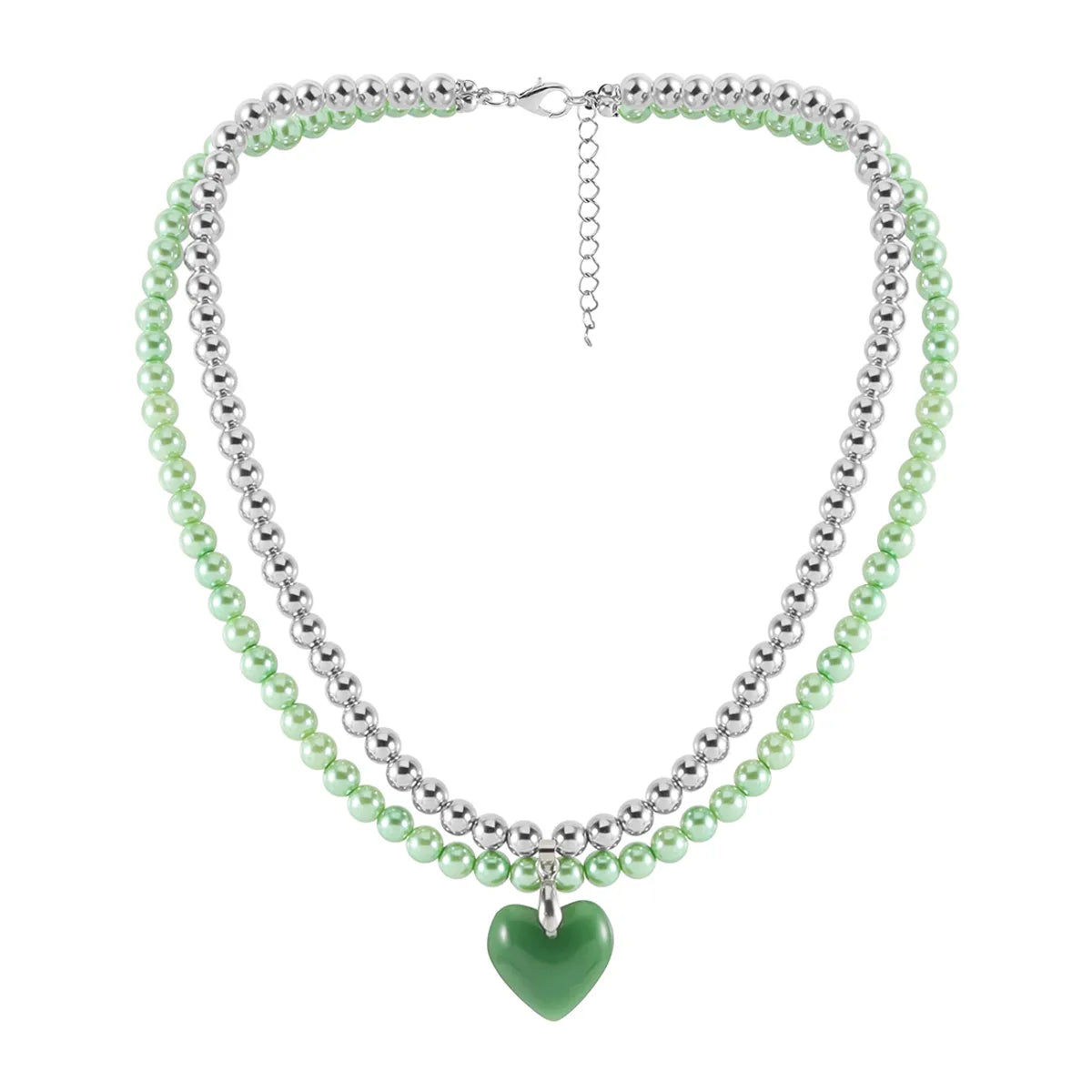 Casual Basic Heart Shape Plastic Natural Stone Wholesale Double Layer Necklaces