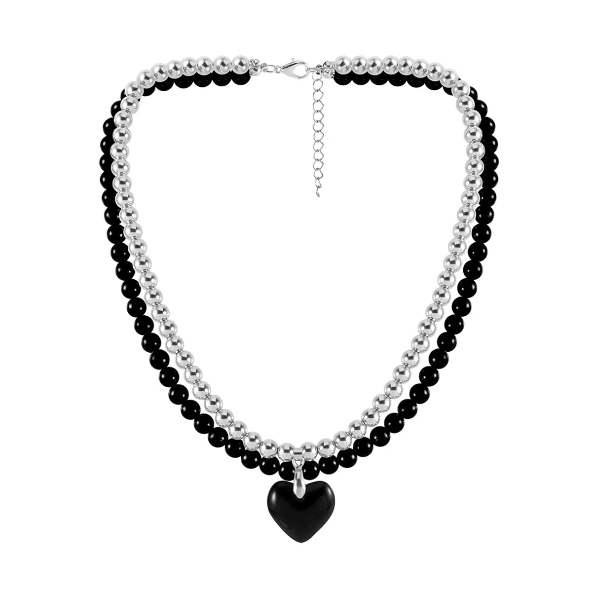 Casual Basic Heart Shape Plastic Natural Stone Wholesale Double Layer Necklaces