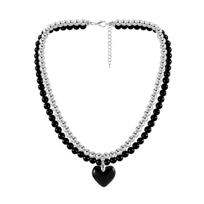 Casual Basic Heart Shape Plastic Natural Stone Wholesale Double Layer Necklaces