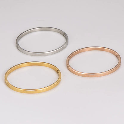 Casual Basic Korean Style Lingge 304 Stainless Steel 18K Gold Plated Rose Gold Plated Bangle In Bulk