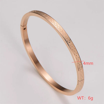 Casual Basic Korean Style Lingge 304 Stainless Steel 18K Gold Plated Rose Gold Plated Bangle In Bulk