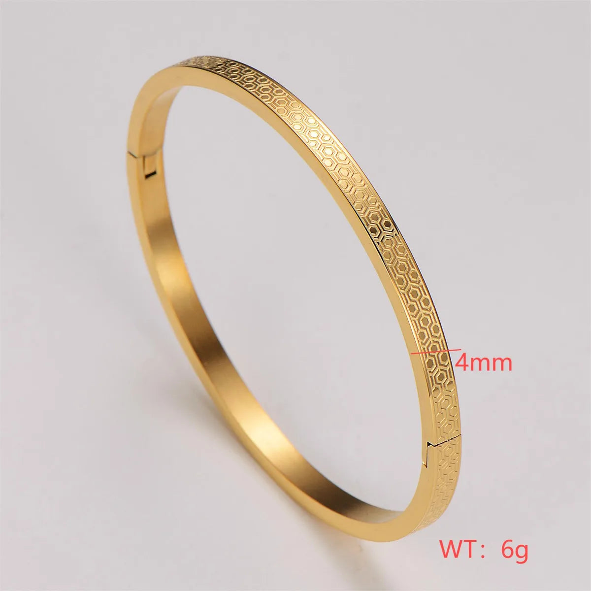 Casual Basic Korean Style Lingge 304 Stainless Steel 18K Gold Plated Rose Gold Plated Bangle In Bulk