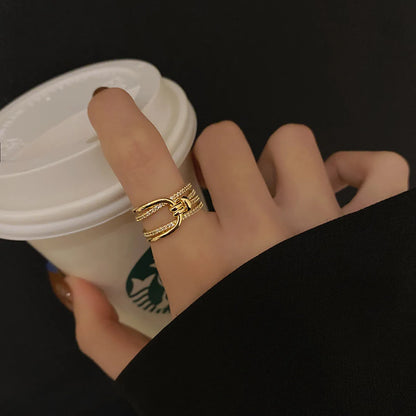 Casual Basic Simple Style Solid Color Alloy Inlay Zircon Women's Open Rings