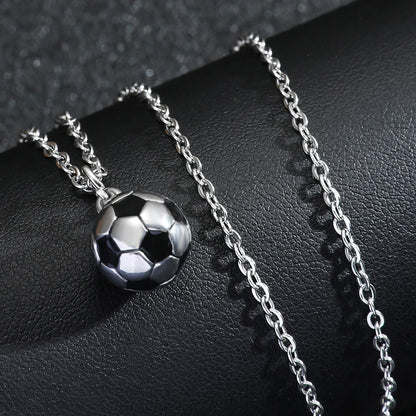 Casual Basketball Football Stainless Steel Enamel Unisex Pendant Necklace