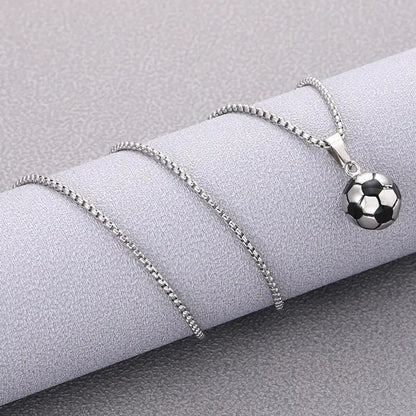 Casual Basketball Football Stainless Steel Enamel Unisex Pendant Necklace