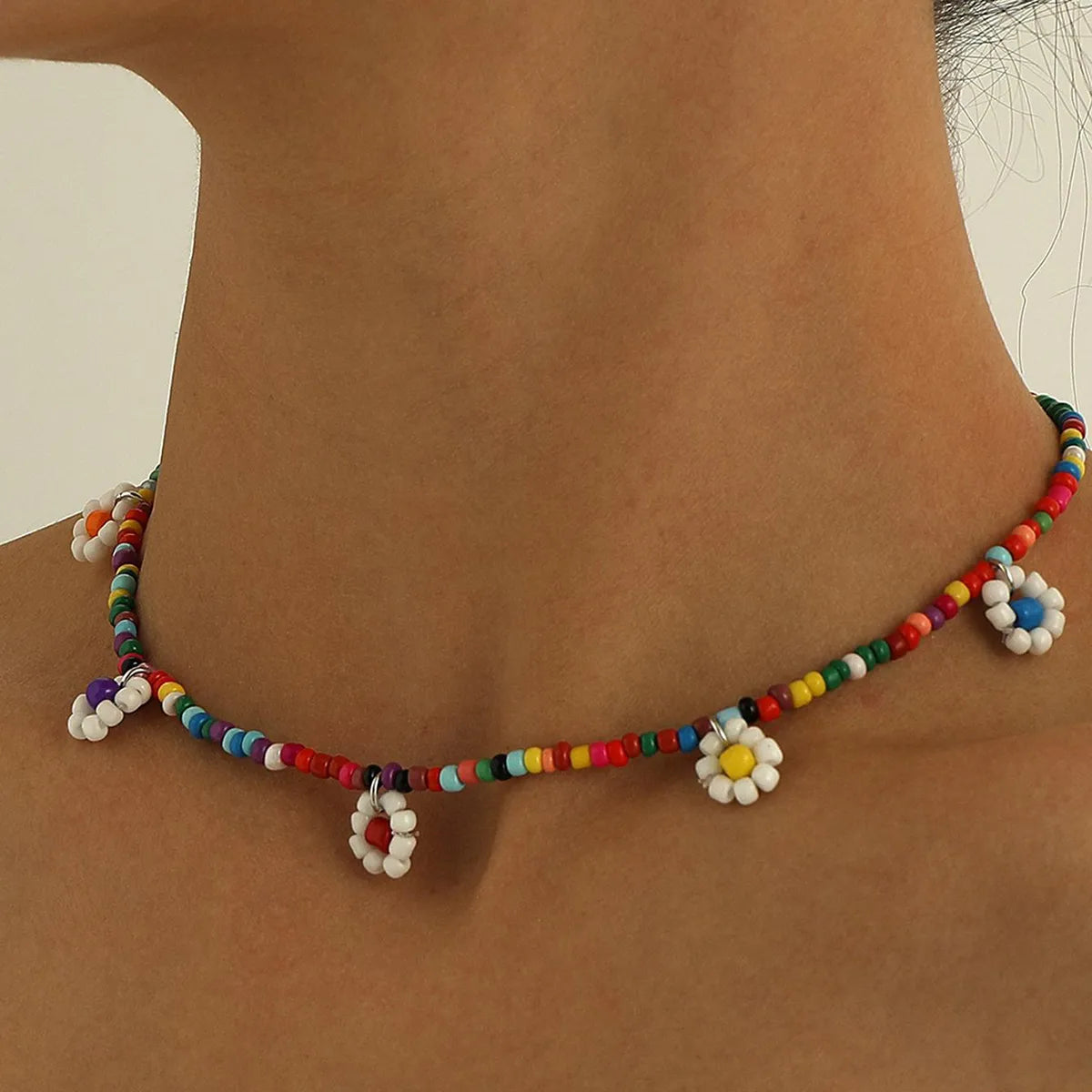 Casual Beach Flower Beaded Women'S Necklace