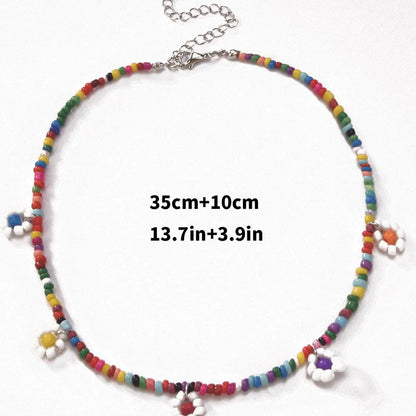 Casual Beach Flower Beaded Women'S Necklace