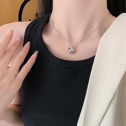 Wholesale Jewelry Casual Beach Shell 304 Stainless Steel Copper Artificial Pearls Zircon K Gold Plated Plating Inlay Pendant Necklace