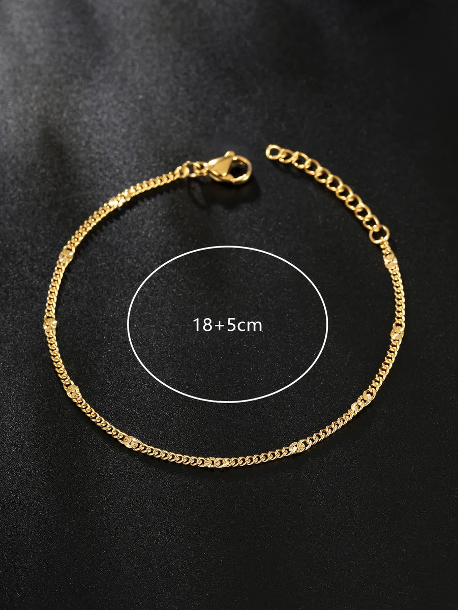 Casual Beach Simple Style Solid Color Stainless Steel Plating Chain 18k Gold Plated Bracelets