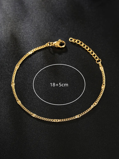 Casual Beach Simple Style Solid Color Stainless Steel Plating Chain 18k Gold Plated Bracelets