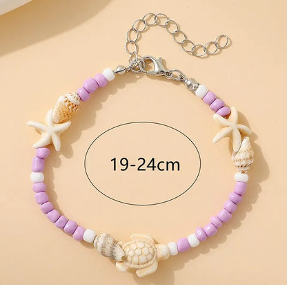 Casual Bohemian Beach Tortoise Starfish Turquoise Seed Bead Rope Beaded Braid Women'S Bracelets