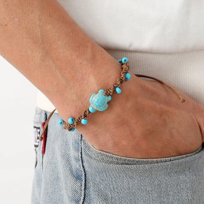 Casual Bohemian Beach Tortoise Starfish Turquoise Seed Bead Rope Beaded Braid Women'S Bracelets