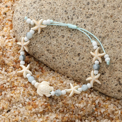 Casual Bohemian Beach Tortoise Starfish Turquoise Seed Bead Rope Beaded Braid Women'S Bracelets