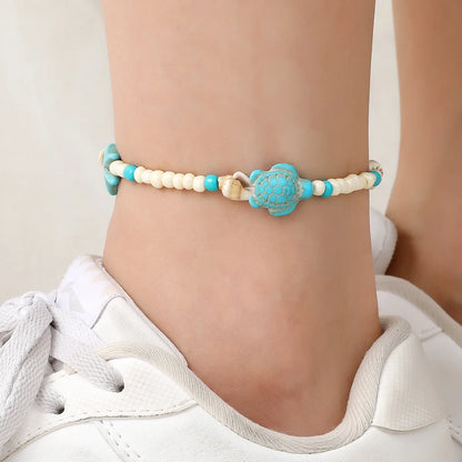 Casual Bohemian Beach Tortoise Starfish Turquoise Seed Bead Rope Beaded Braid Women'S Bracelets