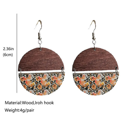 Casual Bohemian Flower Wood Women'S Drop Earrings